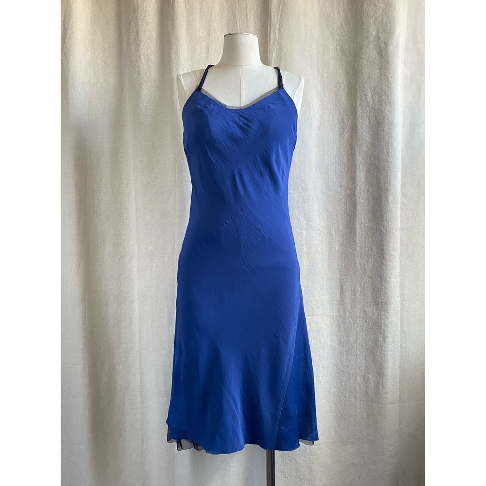 Rag & Bone TEO CAMI dress cocktail dress crossed back blue black sz 2